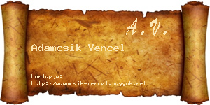 Adamcsik Vencel névjegykártya